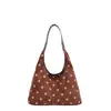 Bolsa de Veludo com Flocagem de Bolinhas Feminina 2026 Nova Fashionável Retrô Bolsa Tote de Alta Qualidade Versátil Grande Capacidade Bolsa de Ombro