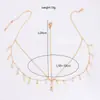 Joyería Transfronteriza Europea y Americana, Estrella Vintage Incrustada de Diamantes, Borla Multicapa, Disco Geométrico, Cadena para la Frente con Concha en Forma de U para Mujeres