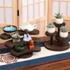 Nuevo Estilo Chino Estante de Almacenamiento para Tazas de Té de Madera Maciza Multicapa Escritorio Adornos Retro Hogar Juego de Té Tetera Estante de Madera