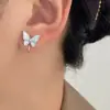 Brinco de Pressão Sem Furo para Mulheres, Borboleta Pequena e Fofa de Zircônia Elegante Brincos Espiralados Nicho Cool Ins Brincos Femininos