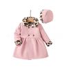 Lazada Factory Transfronteriza Abrigo de Lana de Invierno con Cuello Estampado de Leopardo, Manga Larga para Bebés Niñas, Abrigo Corto Cálido Engrosado