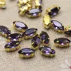 10 Piezas de Strass de Garra Cosidos a Mano de Ojo de Caballo Pequeño de 4x8mm con Base Dorada y Agujeros para Decoración de Zapatos y Cuellos de Ropa, Botones de Strass para Bolsos