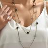 Cadena para suéter de cristal europeo y americano, trébol de cuatro hojas multicapa apilable, collar largo, cadena para suéter, moda femenina de otoño e invierno, combinable con todo