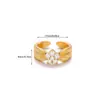 Anillo de Luz Geométrico Nuevo de Circonita Amazon Diseño de Lujo Chapado en Cobre Oro de 18 Quilates Anillo Abierto Hueco para Mujer