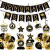 Temporada de Graduación Transfronteriza 2026 Bandera de Graduación Oro Negro Sombrero Doctoral Flor Adorno Panal Espiral Set de Decoración Colgante Venta al por Mayor