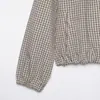 Atacado transfronteiriço 2026 estilo europeu e americano moda jaqueta xadrez com capuz e zíper solta para mulheres D6470010