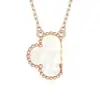 Collar Grande Van Gogh de Nácar Blanco para Mujer, Trébol de Cuatro Hojas, Chapado en Oro de 18K, Versión de Alta Gama, Cadena para Suéter de Nácar Rojo para Mujer, Fabricante