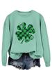 Sudadera casual de cuello redondo europea y americana de eBay Nueva a cuadros Impresa con trébol de cuatro hojas Combinable Personalizada para mujer