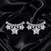 Xuping Joias Liga de Cobre Liga de Cobre Banho de Ouro Branco Brincos Design Versátil Leve Luxo para Mulheres Venda por Atacado