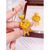 Pingente Cadeado Flor de Lírio de Cobre Banhado a Ouro da Mesma Loja que a Loja de Ouro, Novo Colar Estilo Chinês Dinâmico com Franja Floral para Clavícula