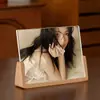 Moldura de Foto de Madeira Maciça Nogueira Preta Fonte Mesa Dupla Foto Lavagem Cacau Personalizado DIY Display Acrílico Transparente Pacote