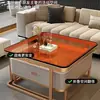 Mesa de Café de Lujo Ligero para Sala de Estar, Estilo Minimalista Moderno para Apartamentos Pequeños, Nuevo Modelo 2026, Mesa de Café Cuadrada de Vidrio Pizarra de Moda
