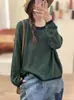 Suéter de Punto con Cuello Redondo Floral Nuevo Otoño/Invierno 2026, Top de Punto Holgado Versátil de Color Sólido para Mujer