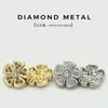 Novos Botões Metálicos Florais Full Diamond Estilo Chinês para Tops, Vestidos, Suéteres, Casacos e Decorações de Peles Femininas