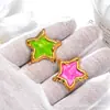 Venta Caliente Transfronteriza Acero Inoxidable Colorido Gota de Aceite Textura Plisada Estrella de Cinco Puntas Joyería Accesorios DIY Collar Pendientes Colgante