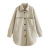 2024 Invierno Nuevos Productos Ropa de Mujer Transfronteriza Europea y Americana Urbano Casual Decoración de Hilo en Color Contrastante Abrigo de Lana Suelto W025 9001