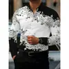 Nueva camisa cruzada para hombre con estampado floral, moderna, de manga larga, cuello camisero, camisa casual para hombre, talla grande casual