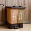 Cubo de Basura para Clasificación de Residuos Reciclable de Doble Compartimento Dos en Uno Separación de Residuos Secos y Húmedos Cocina Hogar Exterior Modelo Grande con Pedal