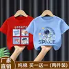 2026 Nova Roupa Infantil 100% Algodão para Meninos Manga Curta Verão Nova Estampa Estampada Gola Redonda Camiseta Casual Desenho Animado Top