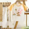 Conjunto de verano de algodón de manga corta para niños, camiseta para bebé, ropa de casa para niños, pijamas para niñas, ropa de verano, ropa infantil