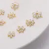 Pendente Flor de Girassol de Cinco Pétalas Color-Preserving Zircônia Banhado a Ouro 14K Pingente Único/Duplo Acessórios Decorativos para Pulseira e Colar Feitos à Mão DIY