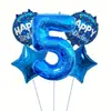 Set de Globos Azules de Papel de Aluminio Digitales de 32 pulgadas para Fiesta de Cumpleaños, Accesorios para Fotos, Suministros