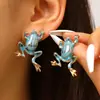 Pendientes de botón de rana verde con gota de aceite de moda personalizados de venta caliente transfronteriza estilo simple accesorios de pendientes de animales personalizados adorno de pendiente retro