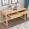 Mesa de madeira maciça, mesa simples para computador de mesa para uso doméstico em espaços pequenos, com gavetas, adequada para estudar e escrever, mesa de escritório retangular