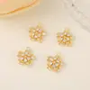 Material al por mayor para accesorios de joyería semiterminados metal con incrustaciones de circonita colgante de flor diy collar pulsera aretes colgante