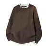 Suéter Jianheng de Punto Waffle Falso Dos Piezas con Colores Contrastantes, Suave y No Irritante, Estilo Callejero, Disimula la Forma del Cuerpo, Te Hace Ver Más Delgado, Adecuado para Todos, Suéter de Manga Larga