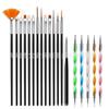 Especial transfronterizo para nuevo juego de 20 herramientas de pinceles para uñas pintados 15+5 varilla espiral taladro de doble punta