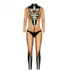Comercio Exterior Explosiones Esqueleto Impresión Digital 3D Disfraz de Mujer Disfraz Ajustado Manga Larga Vestido de Fiesta Jumpsuit de Halloween