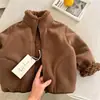 Chaqueta de Lana de Cordero para Niños 2025 Chaqueta de Invierno Forrada de Polar para Niños Pequeños y Medianos, Ropa Exterior de Color Sólido, Top Cálido Estilo Coreano para Bebés