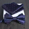 Lenço Quadrado Gravata Borboleta Conjunto de 2 Peças Grande Jacquard Formal Negócios Noivo Casamento Festivo Moda Tendência Novo Vinho Tinto
