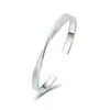 Pulsera de Línea Retorcida Personalidad Estilo Ins de Moda Sencilla Sensación de Alta Gama Plata de Ley S925 Cepillada a Mano Abierta
