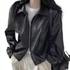 Jaqueta de Couro para Motocicleta Feminina Dongdaemun Coreana 2026, Casaco de Couro PU da Moda e Estiloso da Celebridade da Internet para Mulheres