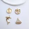 Corona Chapada en Oro Cobre Colgante Redondo Pequeño Reina Material de Cuentas para Manualidades Pendientes Accesorios de Joyería