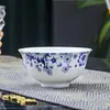 Cuenco individual de porcelana azul y blanca para comer, cuenco para fideos, cuenco para sopa, cuenco de cerámica doméstico de porcelana de alta temperatura y alta blancura de Jingdezhen, cuenco para comedor de cantina