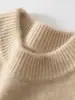 Suéter de cachemir 100% puro para hombre con cuello alto medio, tejido cálido de otoño e invierno, camisa base de color liso estilo business casual