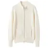 Nuevo Suéter de Punto Cardigan Abrigo de Cachemira Siete Puntos con Bolsillos Casual Versátil Holgado Color Sólido Cuello Alto Cremallera