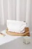 Bolsa de Cosméticos de Tela Rayada Bordada con Corazones Linda y Dulce Bolsa de Almacenamiento Portátil Gran Capacidad Bolsa de Lavado Rosa y Blanco