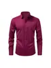 Camisas Masculinas Transfronteiriças Cor Sólida Elásticas Antirrugas para Uso Profissional de Negócios Camisas Masculinas Estilo Europeu com Elasticidade nas Quatro Direções Mangas Longas Masculinas