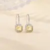 Yuebao Joyería Citrino Natural Plata de Ley S925 Amatista Corte Cuadrado Pendientes de Gancho Estilo Popular Venta Directa de Fábrica