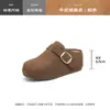 Mules Aogushi Deng de Salto Grosso Femininas Outono 2026 Bico Fechado Solado Macio Slip-on Confortáveis Casuais Preguiçosas Sapatos Meio Abertos