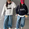 Sudadera de chica estilo coreano, estilo universitario, con cuello polo, nueva tendencia 2026, camisa básica casual de otoño para niños mayores