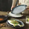 Plato para Pescado Casual de 12 pulgadas Plato para Pescado al Vapor para Uso Doméstico Plato para Pescado Plato de Plato Plato para Pescado al Vapor Nuevo Tamaño Grande Estilo Japonés
