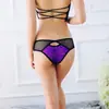 Fabricantes de panties al por mayor sexy lazo costura hueca malla entrepierna abierta lencería para mujer 876