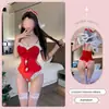 Caja de Regalo Ropa de Navidad Sexy Sexy Lencería con Corte Tira Encaje Espalda Descubierta Traje para Cita Navideña Qqny
