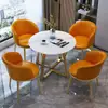 Oficina de Ventas de Juego de Mesa y Sillas de Comedor de Lujo Ligero Italiano Recepción de Ocio Hogar Mesa Redonda Pequeña Simple Moderna Mesa de Café Pequeña