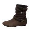 Hebilla de Cinturón Retro Gu Yun Botas Martinas de Punta Redonda para Mujer 2026 Otoño/Invierno Nuevas Botas Cortas de Gamuza Botas de Motocicleta para Mujer